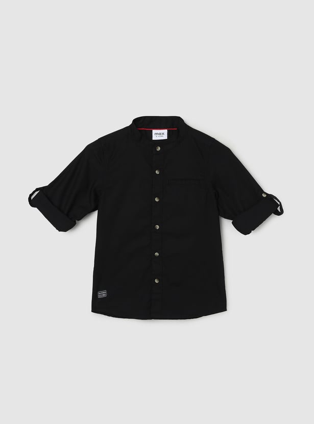 Boys Solid Insert Pocket Shirt