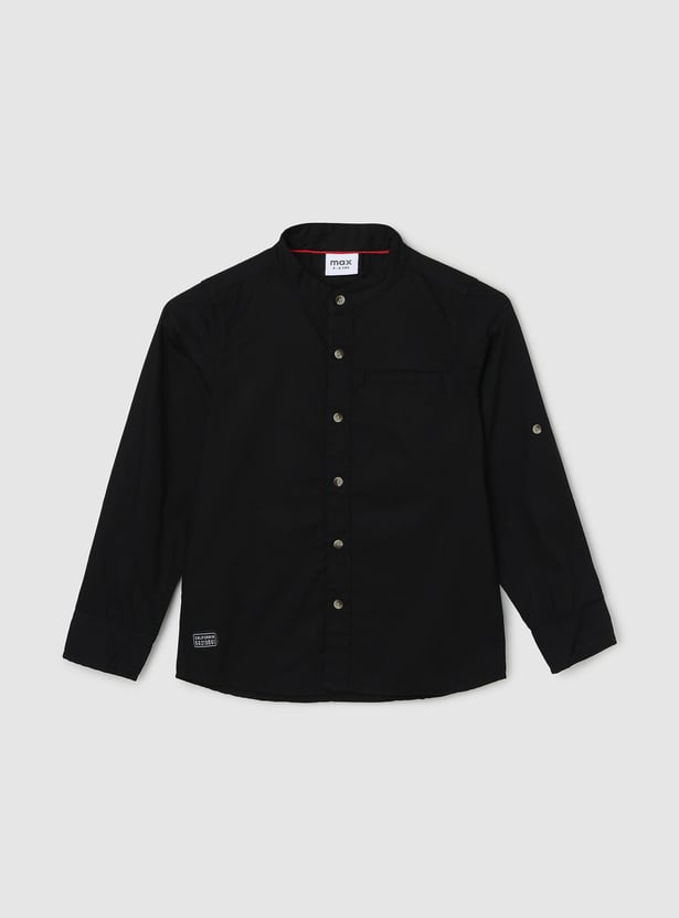 Boys Solid Insert Pocket Shirt