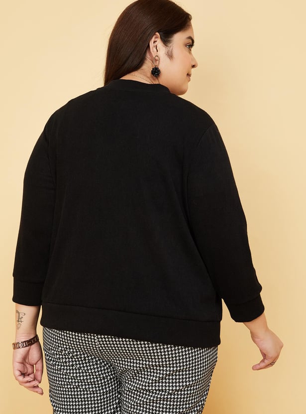 Women Knitted Cardigan with Embellished Placket