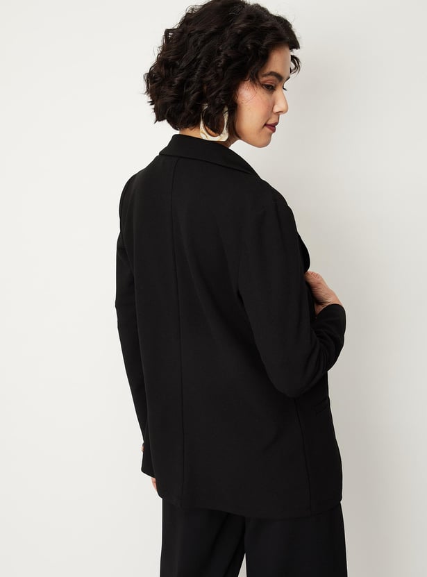Womens Solid Knitted Formal Blazer