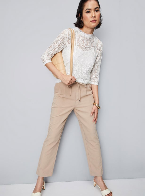 Women Lace Mock Neck Top