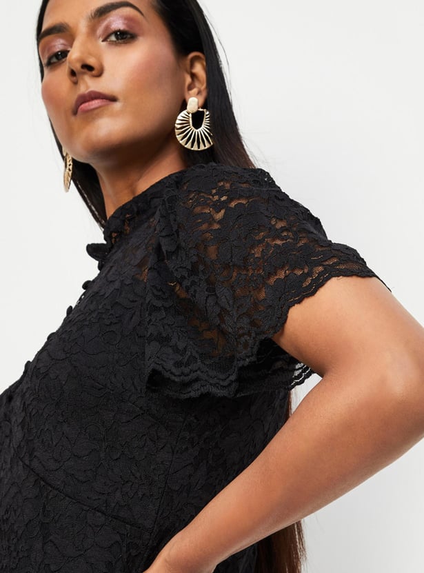 Women Lace Hight Neck Top