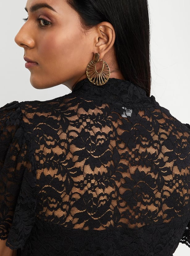 Women Lace Hight Neck Top