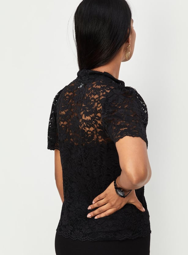 Women Lace Hight Neck Top