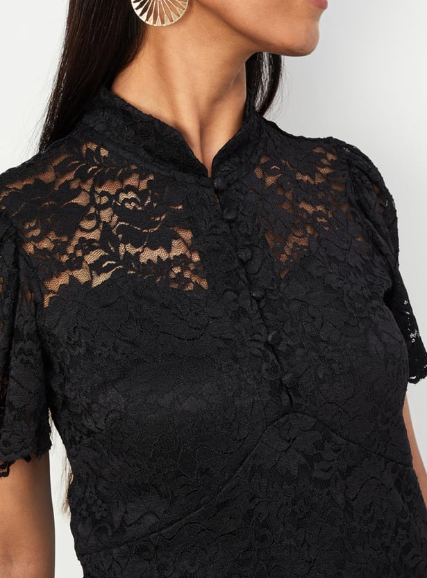 Women Lace Hight Neck Top