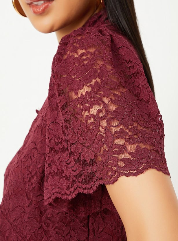 Women Lace Hight Neck Top