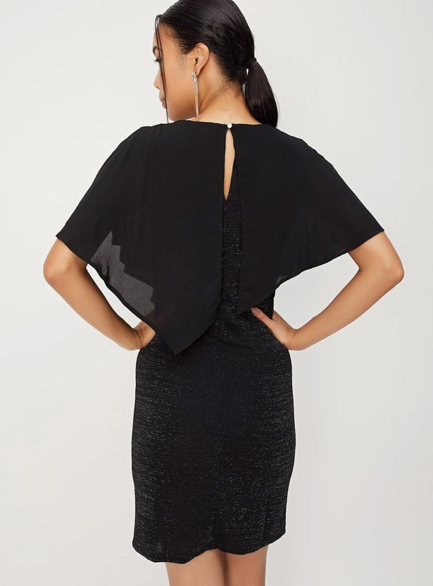 Women Shimmery Capelet Sheath Dress
