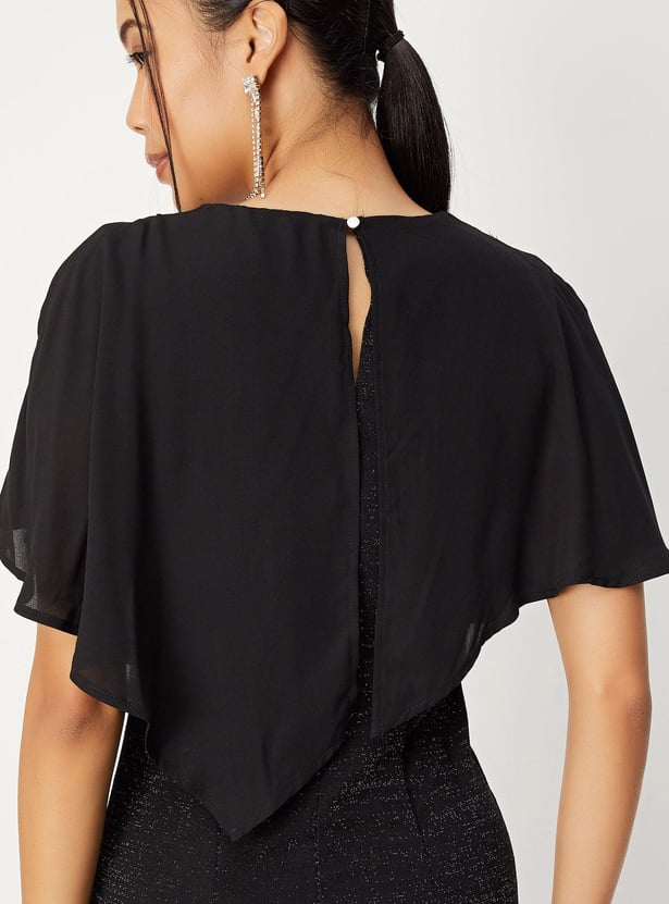 Women Shimmery Capelet Sheath Dress