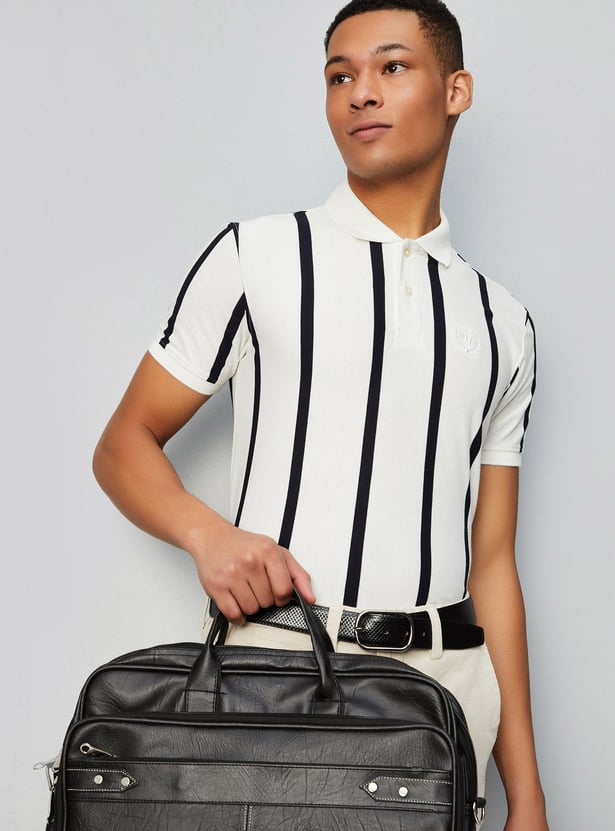 Men Striped Slim Fit Polo T-shirt