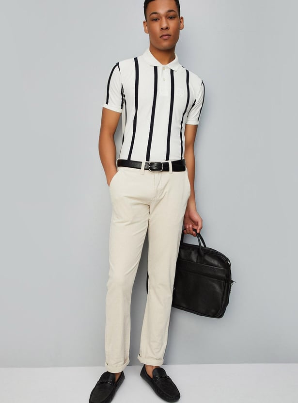 Men Striped Slim Fit Polo T-shirt