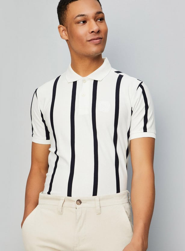 Men Striped Slim Fit Polo T-shirt