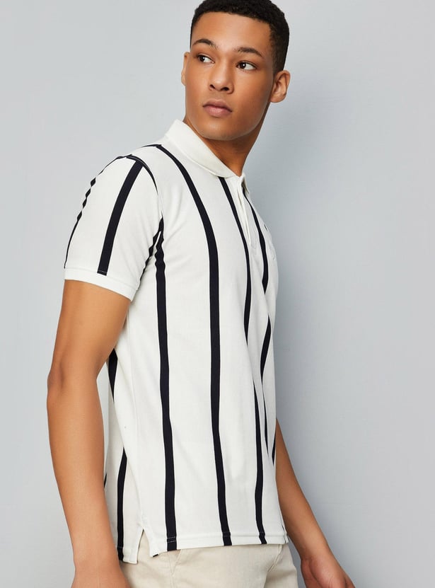 Men Striped Slim Fit Polo T-shirt