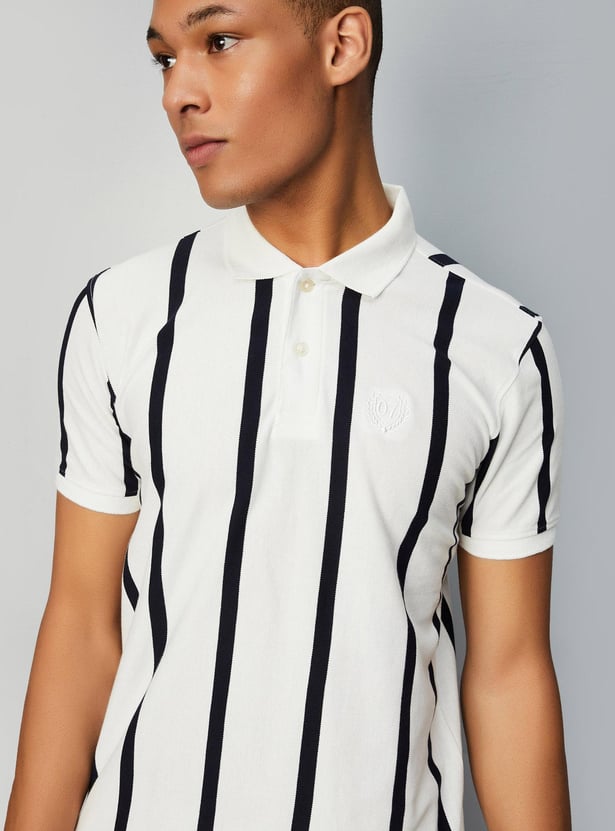 Men Striped Slim Fit Polo T-shirt