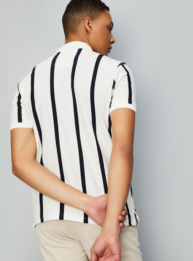Men Striped Slim Fit Polo T-shirt