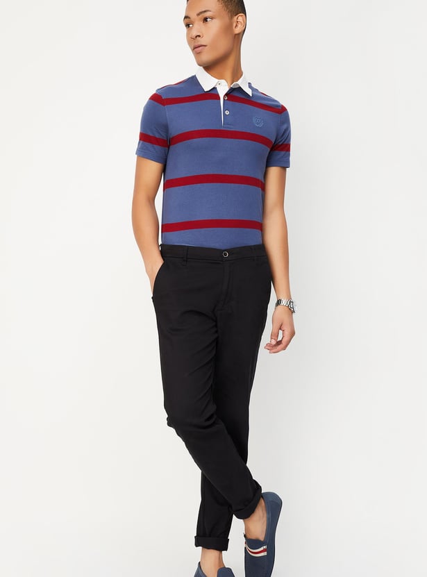 Men Striped Slim Fit Polo T-shirt