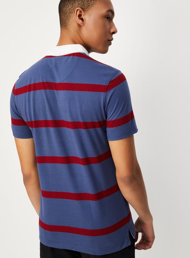 Men Striped Slim Fit Polo T-shirt