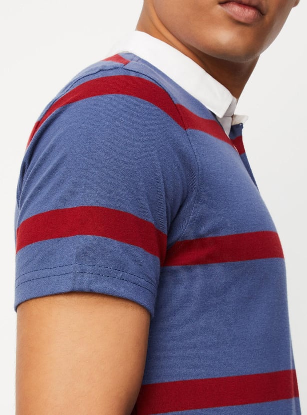 Men Striped Slim Fit Polo T-shirt