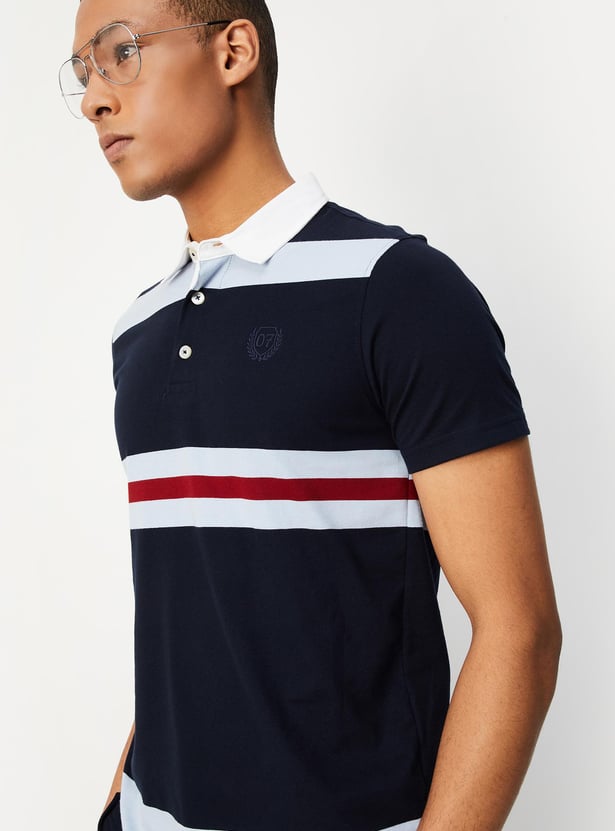 Men Striped Polo T-shirt