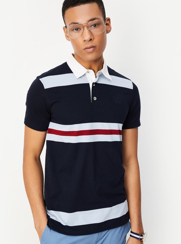 Men Striped Polo T-shirt