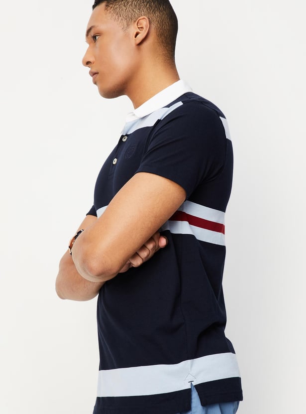 Men Striped Polo T-shirt