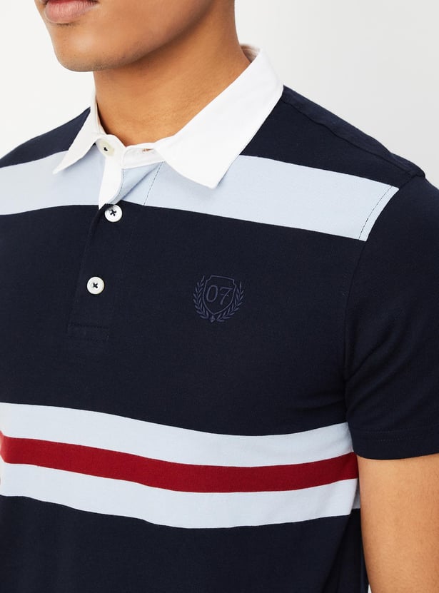 Men Striped Polo T-shirt