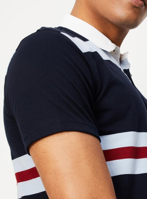 Men Striped Polo T-shirt