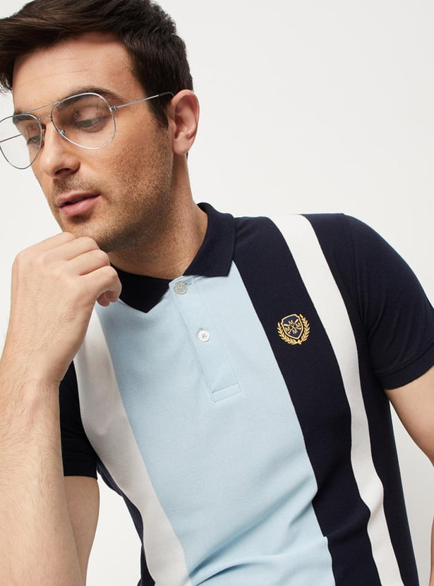 Men Striped Slim Fit Polo