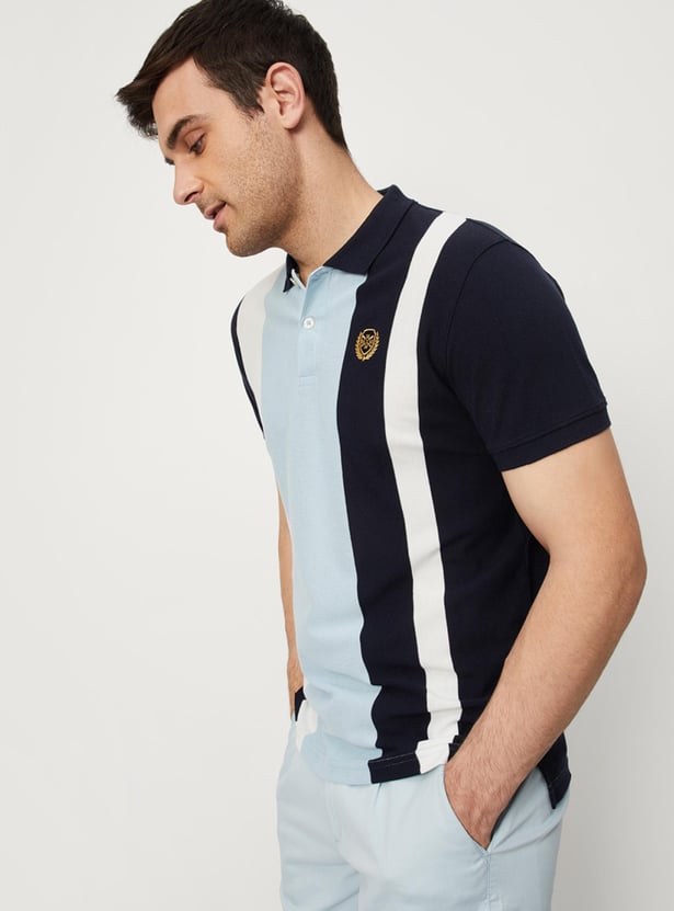 Men Striped Slim Fit Polo
