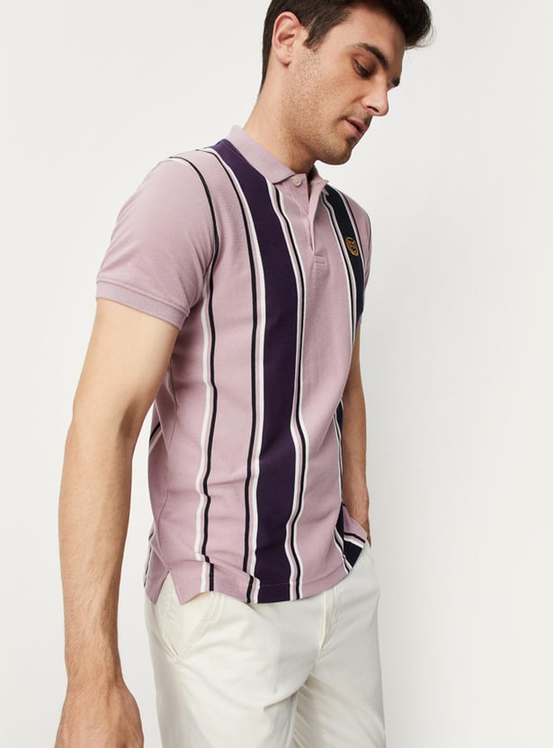 Men Striped Slim Fit Polo