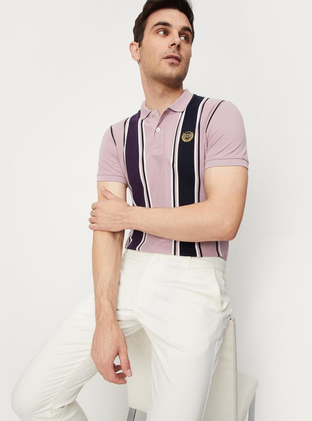 Men Striped Slim Fit Polo