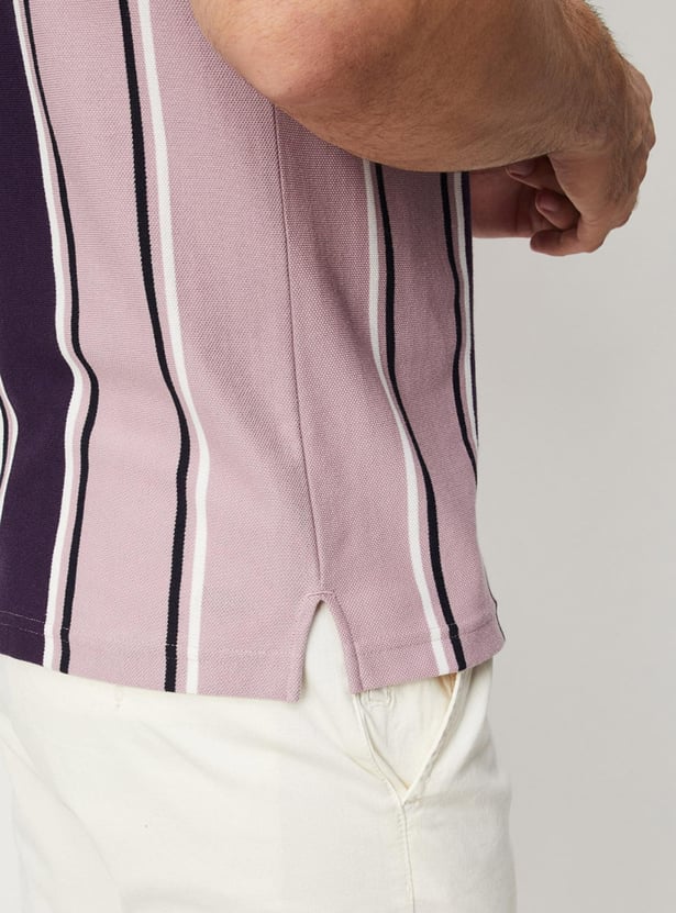 Men Striped Slim Fit Polo
