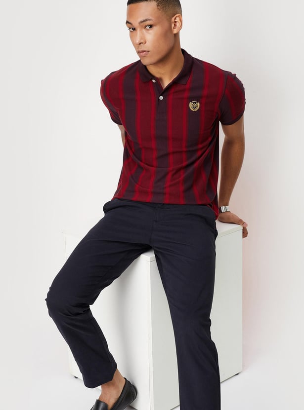 Men Striped Slim Fit Polo