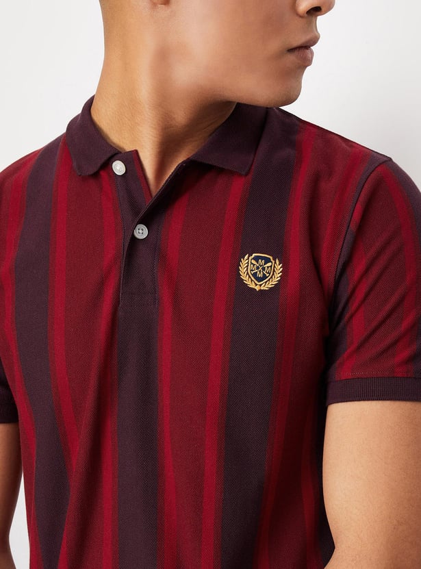 Men Striped Slim Fit Polo