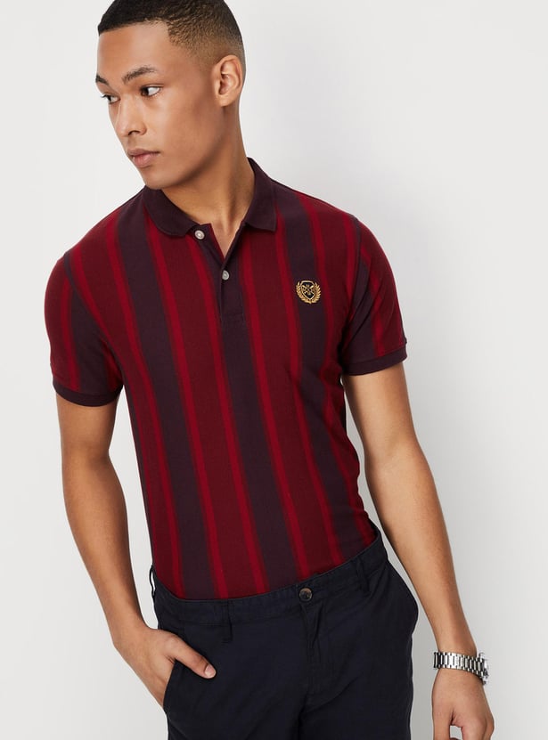 Men Striped Slim Fit Polo