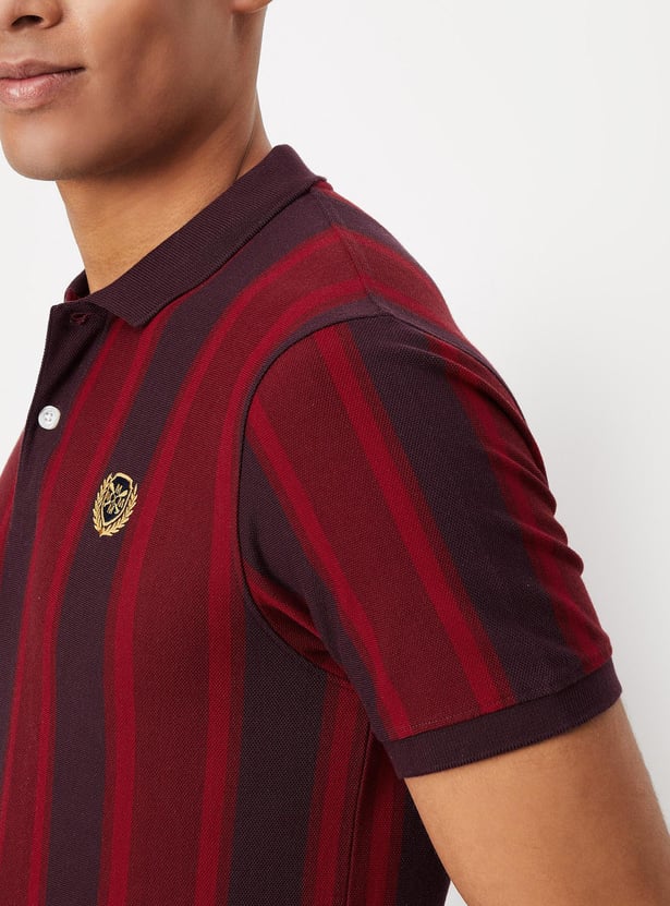 Men Striped Slim Fit Polo