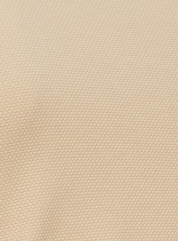 Men Textured Knit Slim Fit Band Collar T-shirt