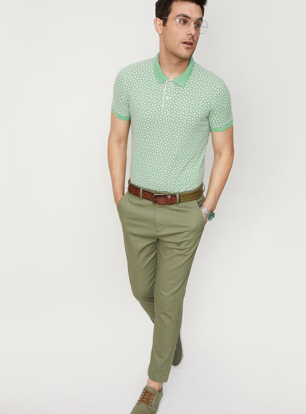 Men Slim Fit Printed Polo T-shirt