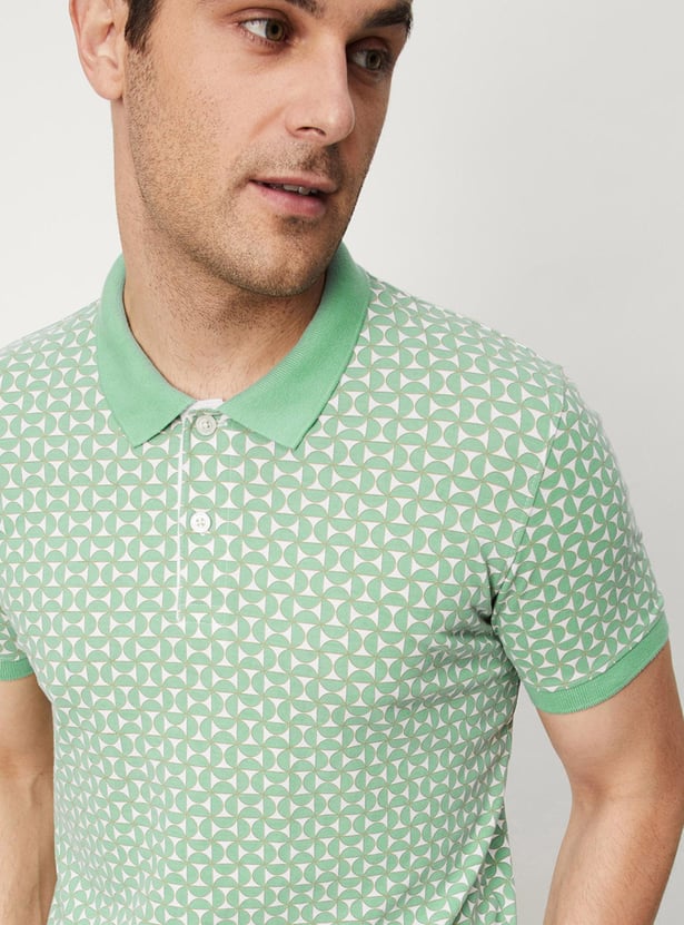 Men Slim Fit Printed Polo T-shirt