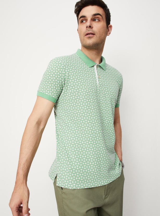 Men Slim Fit Printed Polo T-shirt