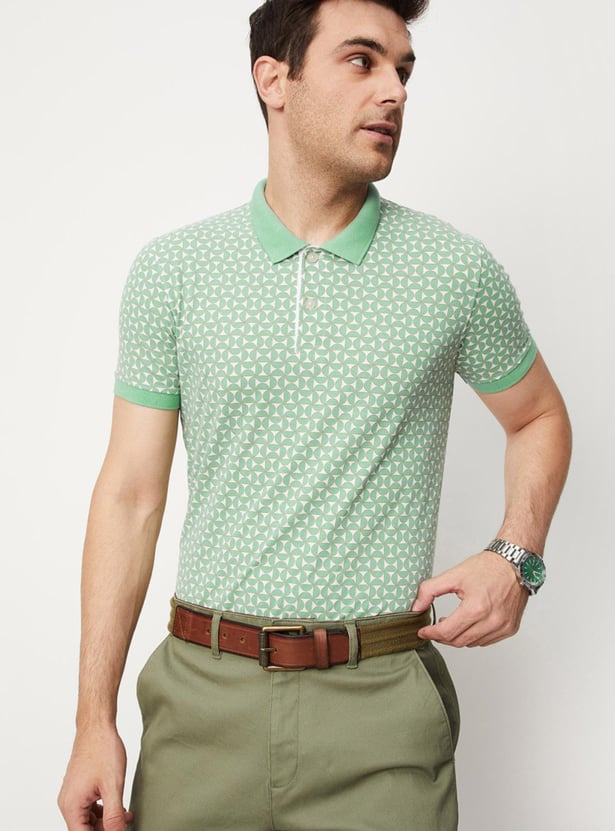 Men Slim Fit Printed Polo T-shirt
