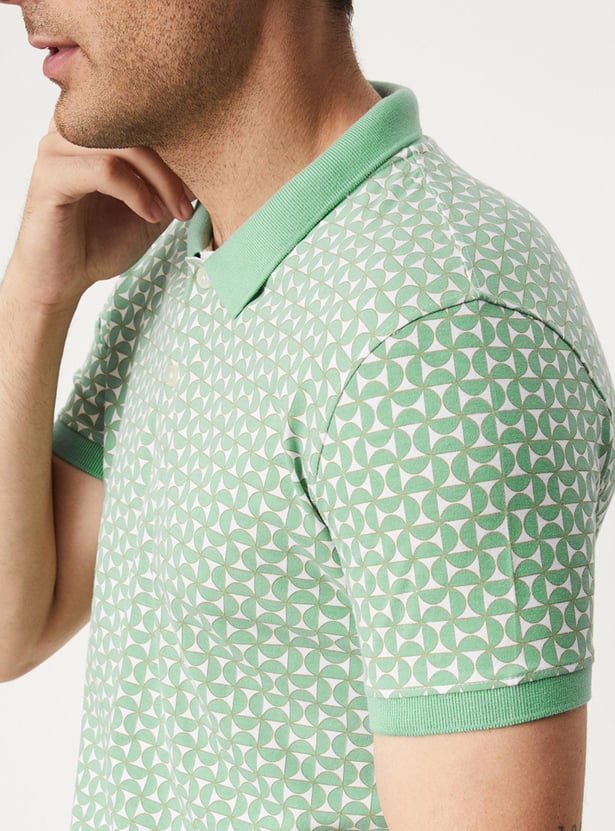 Men Slim Fit Printed Polo T-shirt