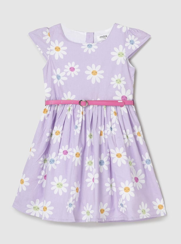 Girls Printed Fit and Flare Dress