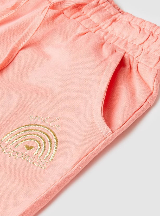 Girls Solid Drawstring Waist Joggers