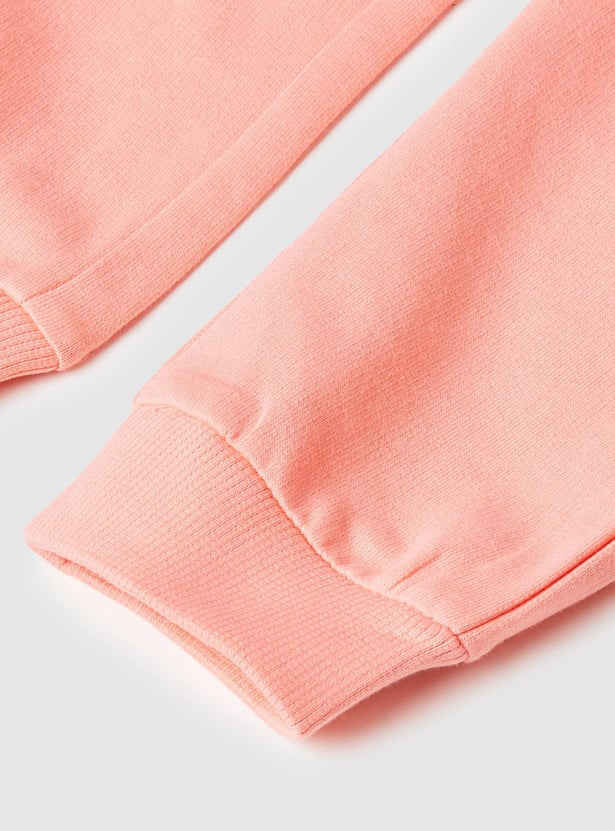 Girls Solid Drawstring Waist Joggers