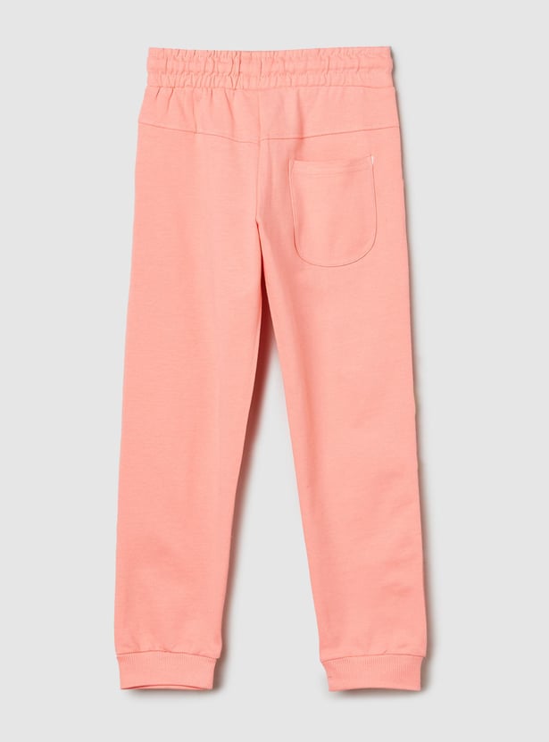 Girls Solid Drawstring Waist Joggers
