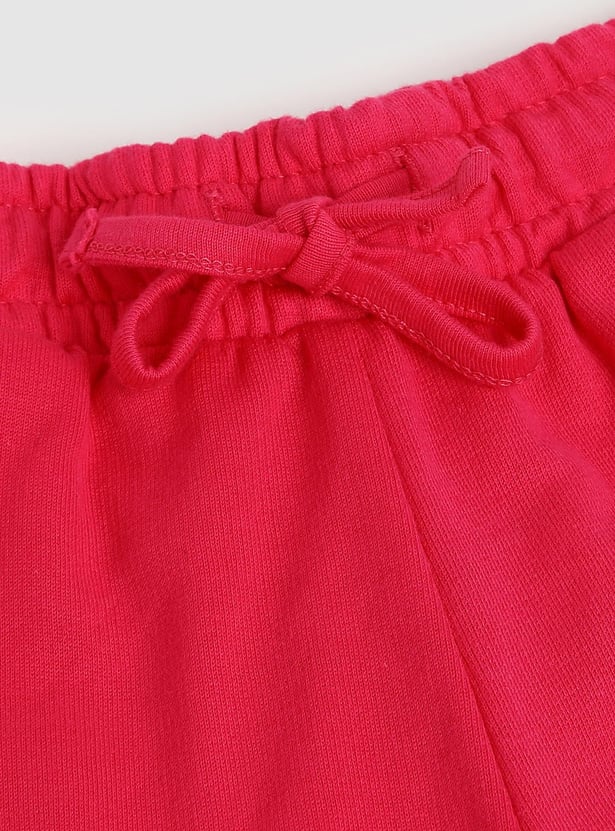 Girls Solid Drawstring Waist Joggers