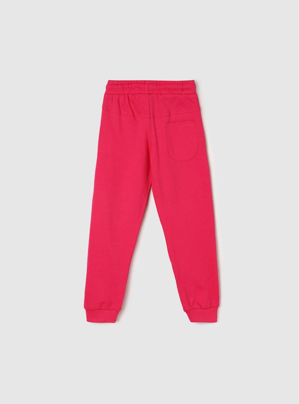 Girls Solid Drawstring Waist Joggers