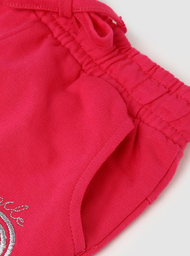 Girls Solid Drawstring Waist Joggers