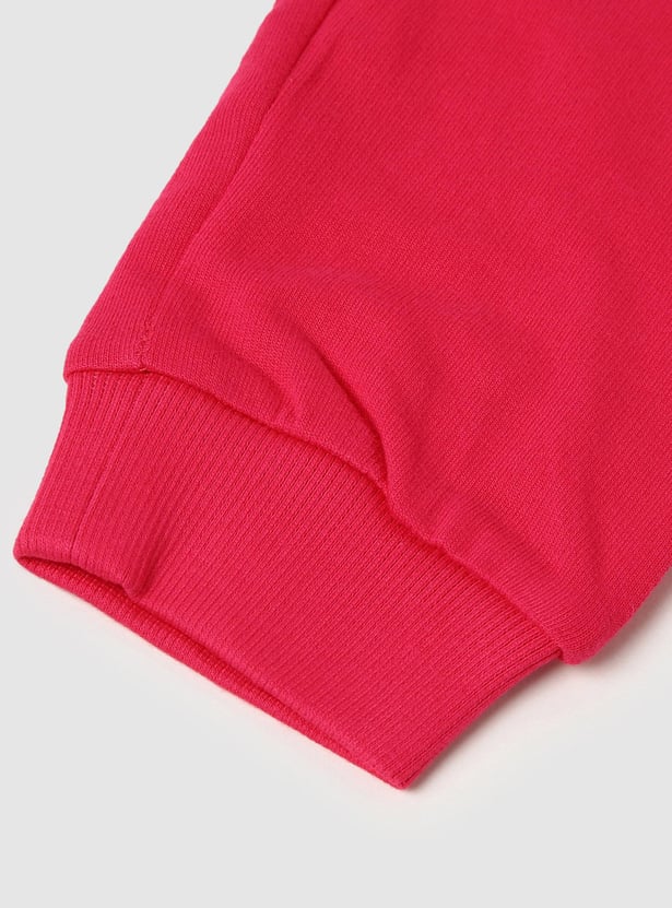 Girls Solid Drawstring Waist Joggers