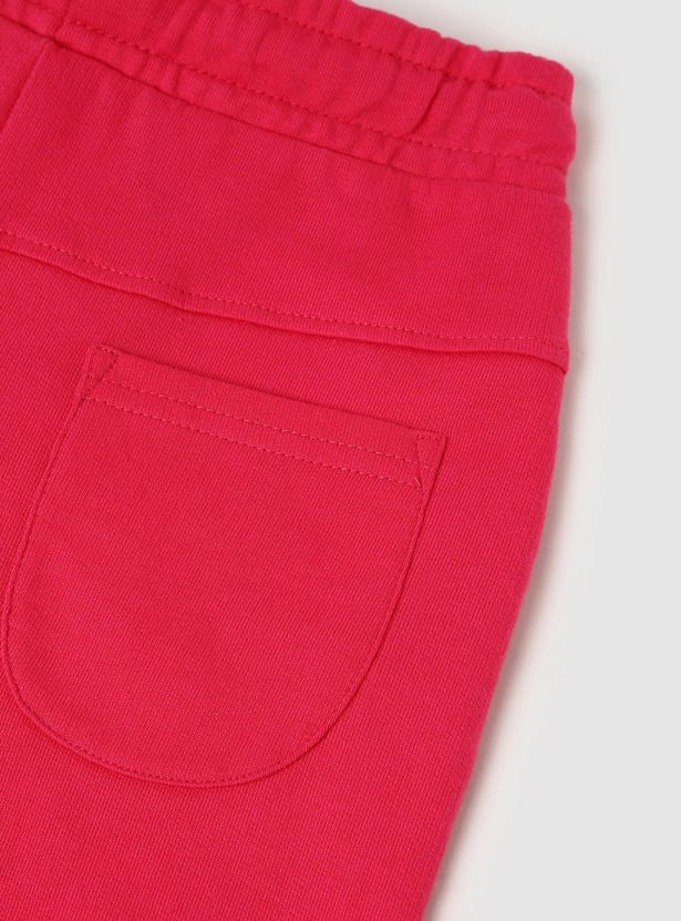 Girls Solid Drawstring Waist Joggers